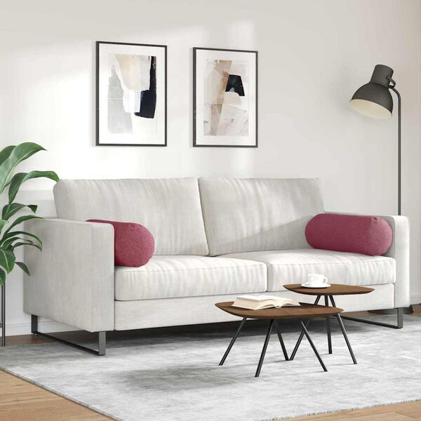 vidaXL Bolsterkissen 2 St&uuml;ck Weinrot &Oslash; 25 x 70 cm Stoff