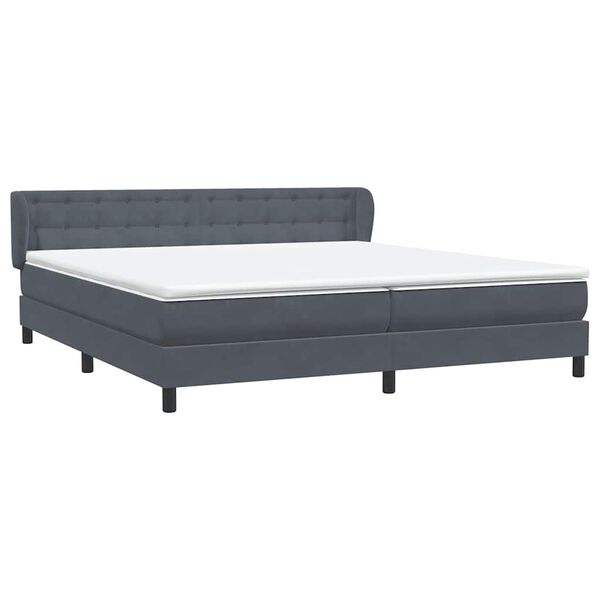 vidaXL Boxspringbett mit Matratzen Dunkelgrau 200x210 cm Samt