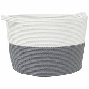 vidaXL W&auml;schekorb Grau und Wei&szlig; &Oslash;60x36 cm Baumwolle