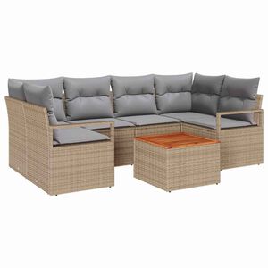 vidaXL Garten-Sofa-Set mit Kissen 7 pcs Beige Poly Rattan