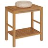 vidaXL Waschtisch Massivholz Teak mit Waschbecken Marmor Creme