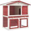 vidaXL Kaninchenstall 3 T&uuml;ren Rot Holz