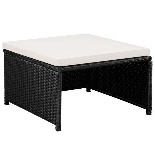 vidaXL 12-tlg. Garten-Lounge-Set mit Auflagen Poly Rattan Schwarz