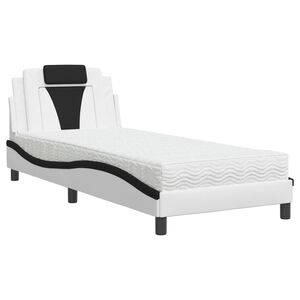 vidaXL Bett "Viana" mit Matratze Wei&szlig; und Schwarz 90x190 cm Kunstleder