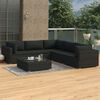 vidaXL 6-tlg. Garten-Lounge-Set mit Auflagen Poly Rattan Schwarz