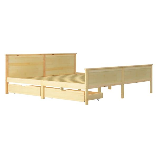 vidaXL Massivholzbett mit 2 Schubladen Kiefer 200x200 cm