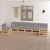 vidaXL 7-tlg. Garten-Lounge-Set mit Kissen Massivholz Kiefer