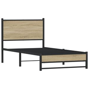 vidaXL Metallbett ohne Matratze Sonoma-Eiche 90x190 cm