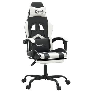 vidaXL Gaming-Stuhl mit Fu&szlig;st&uuml;tze Schwarz und Wei&szlig; Kunstleder