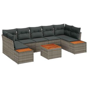 vidaXL Garten-Sofa-Set 8 stk. Grau Poly Rattan