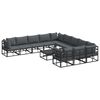 vidaXL Garten-Sofa-Set mit Kissen 12 pcs Schwarz Aluminium