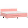 vidaXL Boxspringbett mit Matratze & LED Rosa 200x200 cm Samt