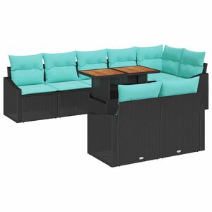 vidaXL Garten Essgruppe mit Kissen 9 pcs Schwarz und Teal