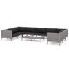 vidaXL 10-tlg. Garten-Lounge-Set mit Kissen Poly Rattan Dunkelgrau