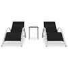 vidaXL Sonnenliegen 2 Stk. mit Tisch Aluminium Schwarz