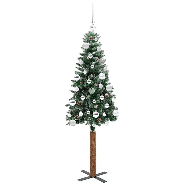 vidaXL Schlanker Weihnachtsbaum mit 150 LEDs Grün und Weiß 150 cm