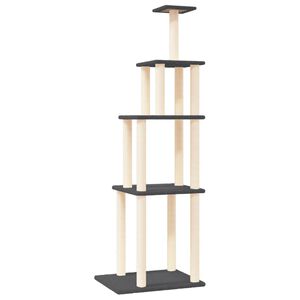vidaXL Kratzbaum mit Sisal-Kratzs&auml;ulen Dunkelgrau 183 cm