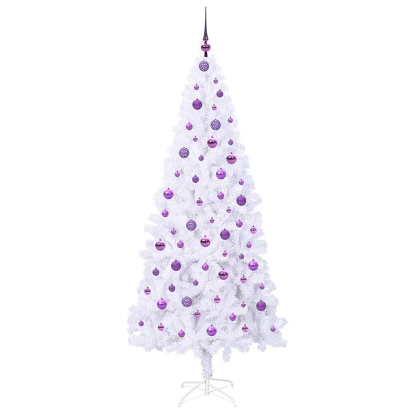 vidaXL K&uuml;nstlicher Weihnachtsbaum Wei&szlig; 210 cm PVC und Stahl