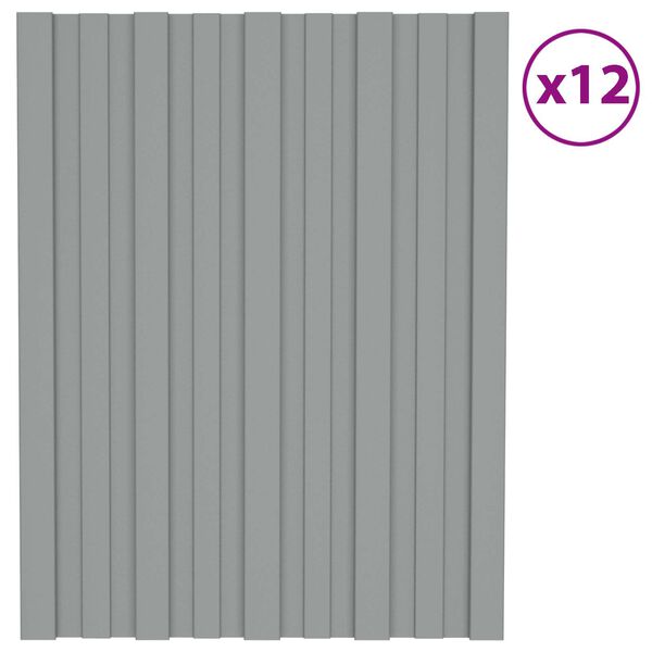 vidaXL Dachpaneel 12 pcs Grau 60 x 45 cm Verzinkter Stahl