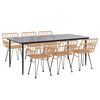 vidaXL 7-tlg. Garten-Essgruppe Poly Rattan