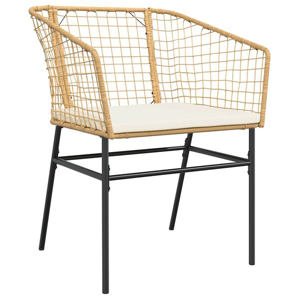 vidaXL 5-tlg. Garten-Essgruppe mit Kissen Braun Poly Rattan Glas