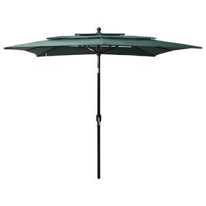 vidaXL Sonnenschirm mit Aluminium-Mast 3-lagig Gr&uuml;n 2,5x2,5 m