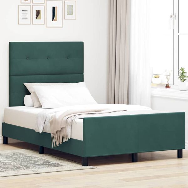vidaXL Boxspringbett mit Kopfteil Dunkelgr&uuml;n 120 x 190 cm Samt