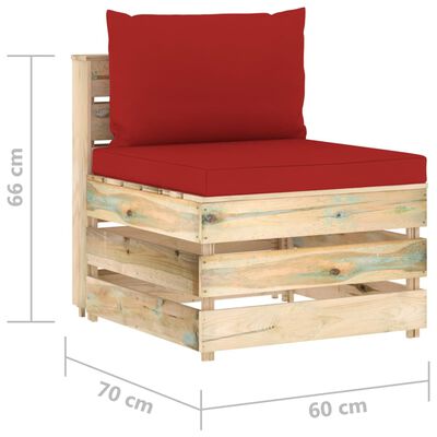 vidaXL 4-Sitzer Outdoor-Sofa mit Kissen Grün Imprägniertes Holz