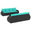 vidaXL 9-teiliges Gartensofa-Set mit Kissen, schwarzes Polyrattan