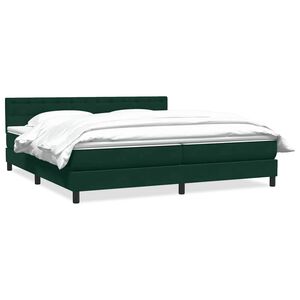 vidaXL Boxspringbett mit Matratze Dunkelgr&uuml;n 180x220 cm Samt