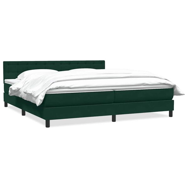 vidaXL Boxspringbett mit Matratze Dunkelgr&uuml;n 180x220 cm Samt