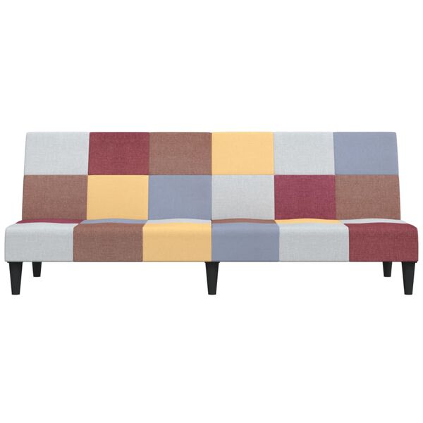 vidaXL Schlafsofa 2-Sitzer mit Fu&szlig;hocker Mehrfarbig Stoff