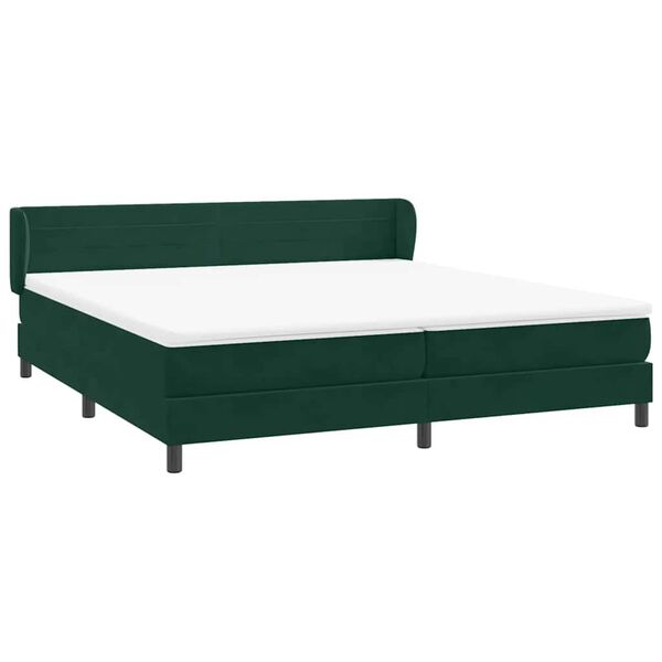 vidaXL Boxspringbett mit Matratzen Dunkelgr&uuml;n 180x220 cm Samt