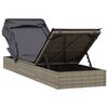 vidaXL Sonnenliege mit Faltdach Grau 213x63x97 cm Poly Rattan