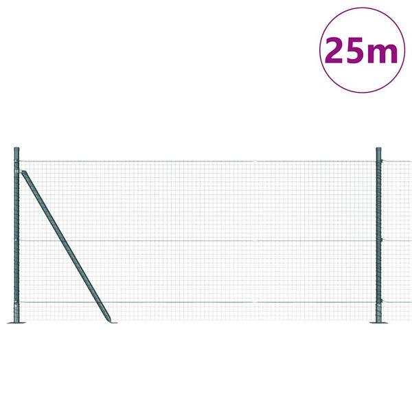 vidaXL Zaunpfosten Gr&uuml;n 25 x 0,8 m (25 x 25 mm Mesh) Stahl und PVC