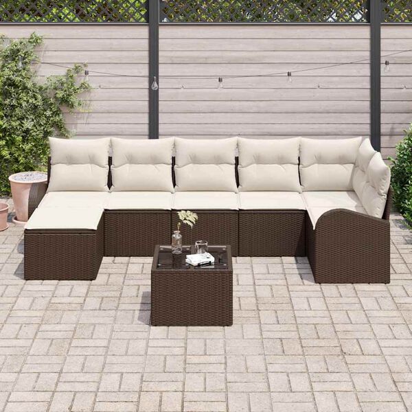 vidaXL Garten-Sofa-Set 8 pcs Braun Poly Rattan