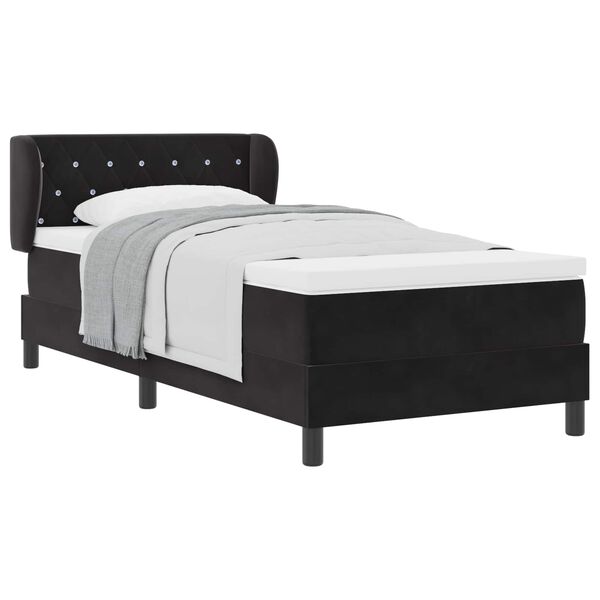 vidaXL Boxspringbett mit Matratze Schwarz 90 x 190 cm Samt