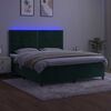 vidaXL Boxspringbett mit Matratze & LED Dunkelgr&uuml;n 180x200 cm Samt