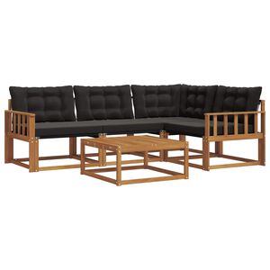 vidaXL Outdoor-Sofagarnitur 5 stk. 4-Sitzer Natur und Schwarz