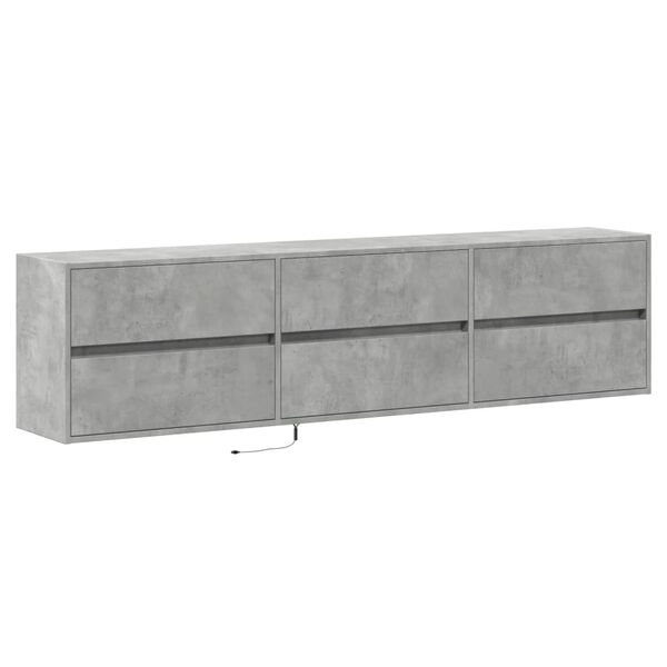 vidaXL TV-Wandschrank mit LED Betongrau 180x31x45 cm