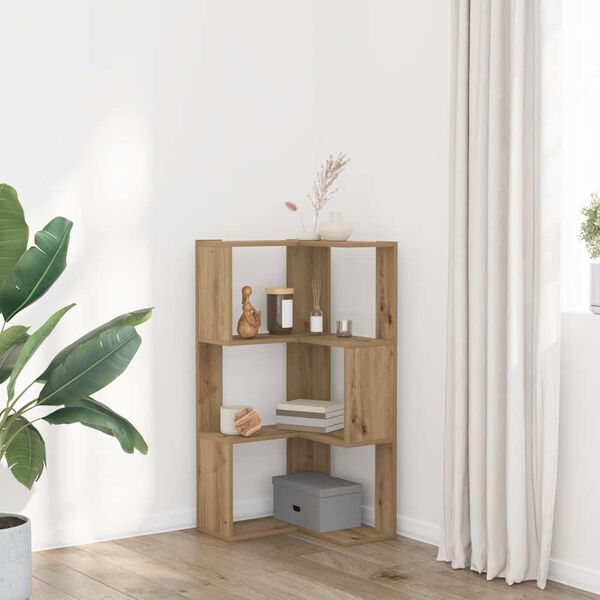 vidaXL Eck-Bücherregal 3 Böden Artisan-Eiche 50x50x102cm Holzwerkstoff