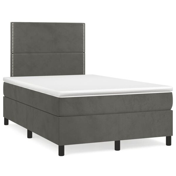 vidaXL Boxspringbett mit Matratze Dunkelgrau 120x190 cm Samt