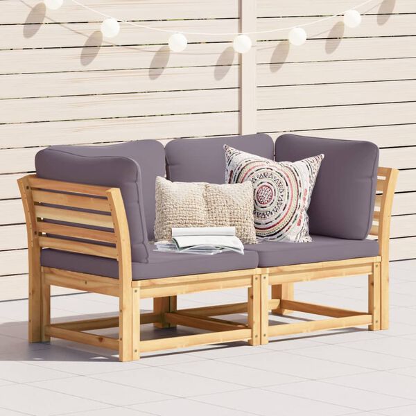 vidaXL Gartensofa mit Kissen 2-Sitzer Massivholz Akazie