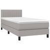 vidaXL Boxspringbett mit Matratze & LED Hellgrau 90x190 cm Stoff