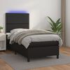 vidaXL Boxspringbett mit Matratze & LED Schwarz 90x190 cm Kunstleder