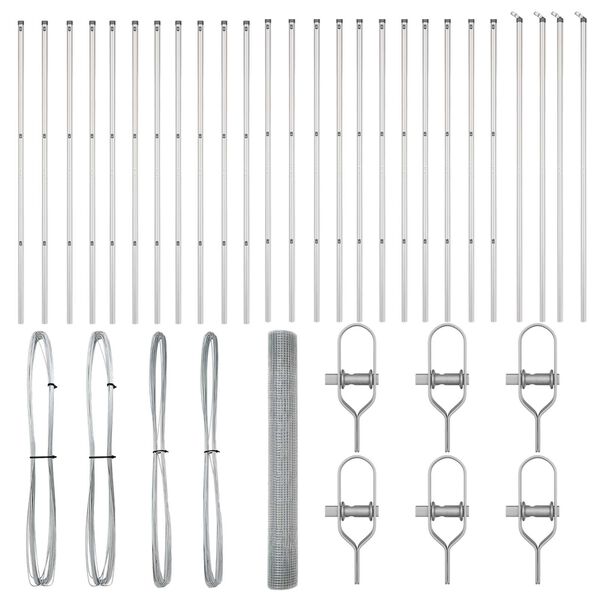 vidaXL Zaunpfosten Silber 50 x 1,2 m (12 x 12 mm Maschen) Stahl