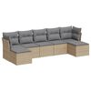 vidaXL 7-tlg. Garten-Sofagarnitur mit Kissen Beige Poly Rattan