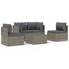 vidaXL 5-tlg. Garten-Lounge-Set mit Kissen Grau Poly Rattan