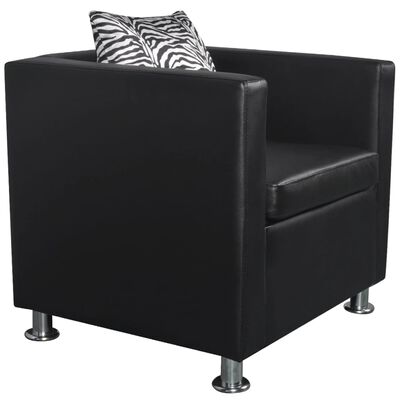 vidaXL Sofa-Set Kunstleder 3-Sitzer + 2-Sitzer + Sessel Schwarz