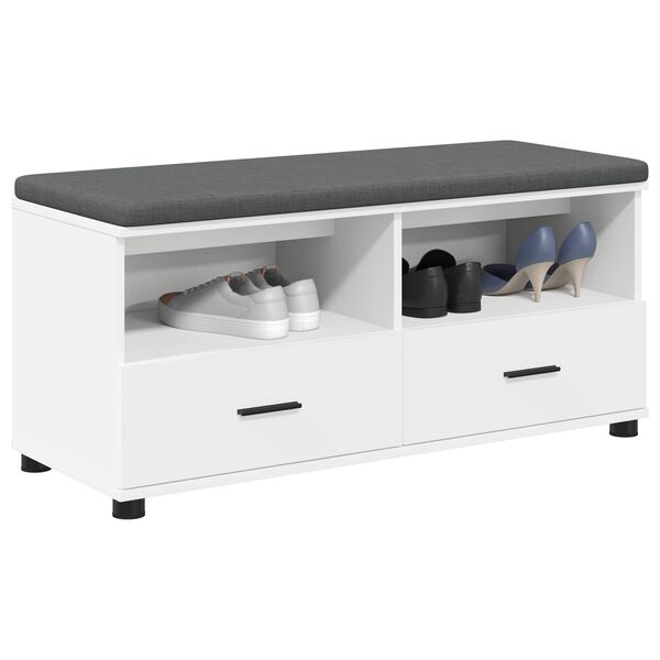 vidaXL Flurbank Wei&szlig; 100 x 38 x 46 cm Spanplatte und Polsterstoff